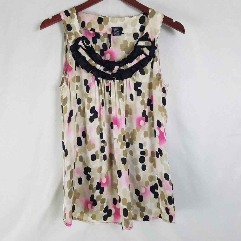 New Directions Shirt Womens Small Multicolor Top Sleeveless Scoop Neck Abstract